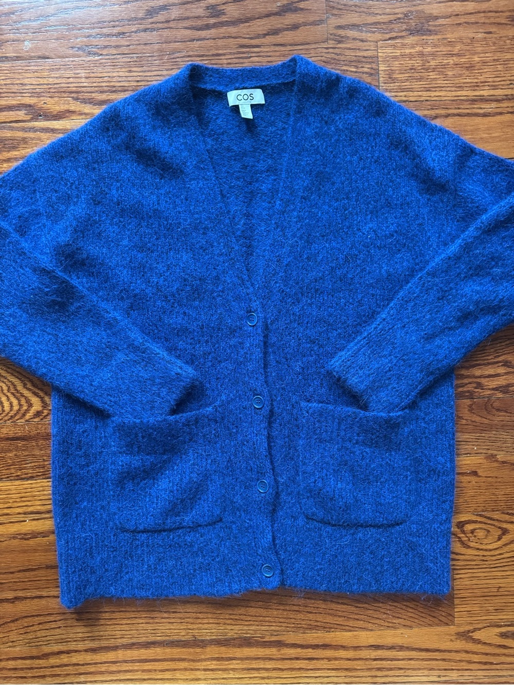 COS Blue Alpaca-Wool Blend Button Cardigan / Size S